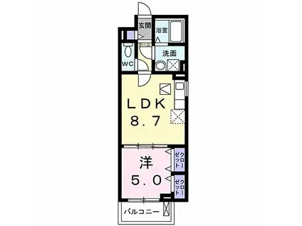 ソフィアコート加古川(1LDK/1階)の間取り写真