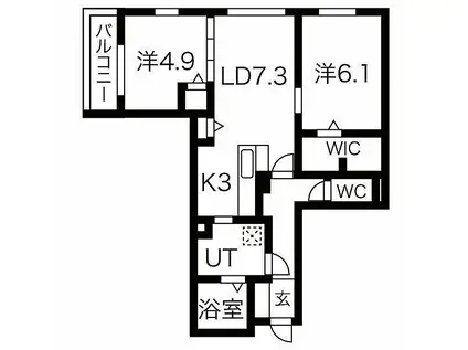 D-GRACE WISTERIA AKASHI(2LDK/3階)の間取り写真