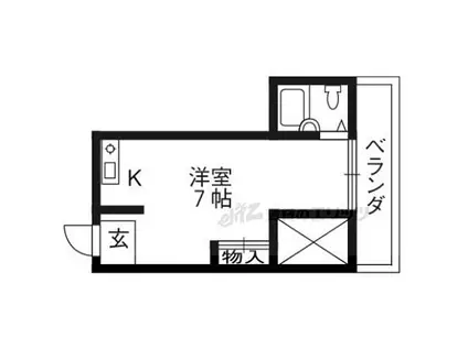 阪急京都本線 洛西口駅 徒歩45分 4階建 築44年(1K/4階)の間取り写真