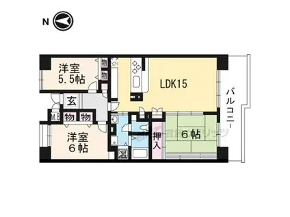 JR山陰本線 亀岡駅 徒歩20分 6階建 築32年(3LDK/4階)の間取り写真