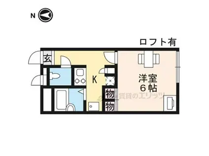 JR山陰本線 亀岡駅 徒歩2分 4階建 築19年(1K/3階)の間取り写真