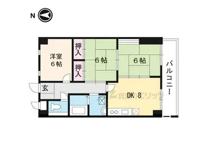阪急嵐山線 松尾大社駅 徒歩10分 7階建 築30年(3LDK/3階)の間取り写真