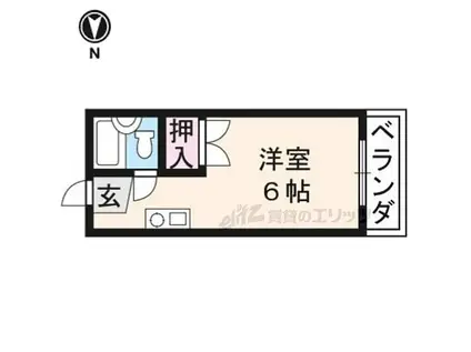 JR山陰本線 嵯峨嵐山駅 徒歩7分 3階建 築41年(1K/3階)の間取り写真