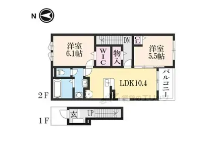 近江鉄道近江本線 日野駅(滋賀) 徒歩38分 2階建 築1年(2LDK/2階)の間取り写真