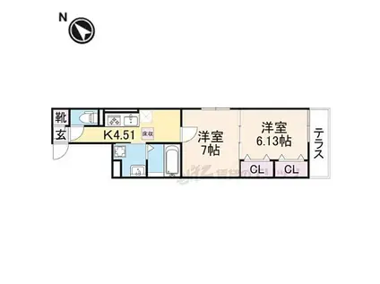 近江鉄道近江本線 彦根口駅 徒歩11分 3階建 築1年(2K/1階)の間取り写真