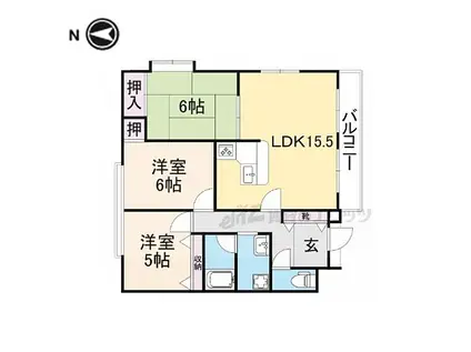 JR北陸本線 田村駅 徒歩24分 3階建 築28年(3LDK/2階)の間取り写真