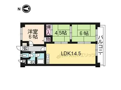 JR東海道・山陽本線 南草津駅 徒歩17分 7階建 築29年(3LDK/5階)の間取り写真