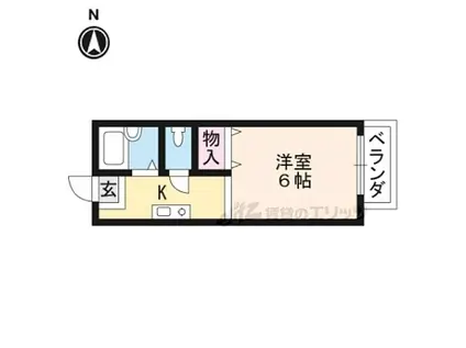 京阪石山坂本線 京阪大津京駅 徒歩6分 2階建 築29年(1K/2階)の間取り写真