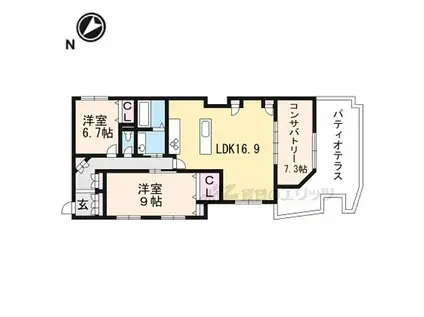 JR東海道・山陽本線 南草津駅 徒歩6分 19階建 築21年(3LDK/10階)の間取り写真