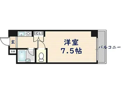 エクセルシオール長田(ワンルーム/3階)の間取り写真