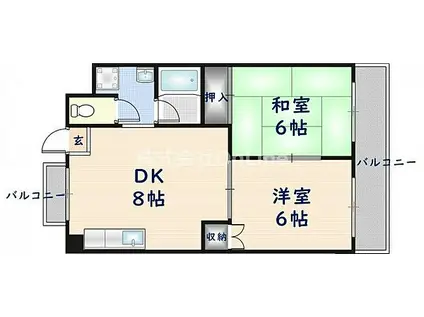 TSUJIHANAビルディング(2DK/4階)の間取り写真