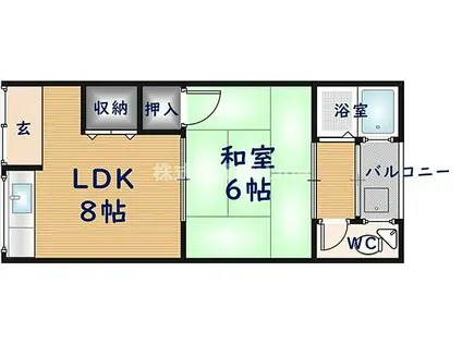 マンション陽光(1LDK/1階)の間取り写真