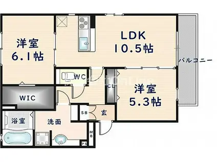 セント コリーヌ E棟(2LDK/1階)の間取り写真