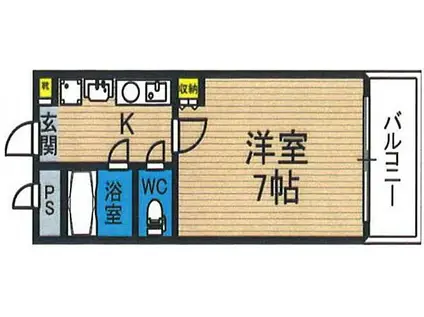 JR大阪環状線 野田駅(ＪＲ) 徒歩5分 7階建 築35年(1K/4階)の間取り写真