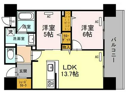 JR大阪環状線 天満駅 徒歩8分 11階建 築1年(2LDK/8階)の間取り写真