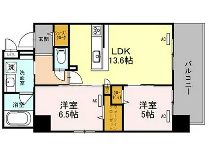 JR大阪環状線 天満駅 徒歩8分 11階建 築1年(2LDK/3階)の間取り写真