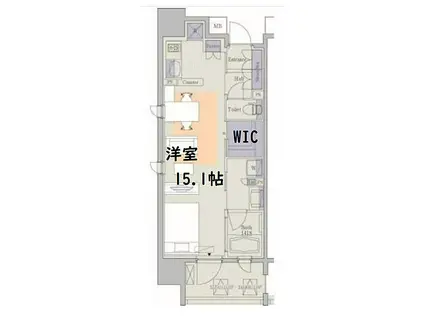 パークアクシス心斎橋(ワンルーム/4階)の間取り写真