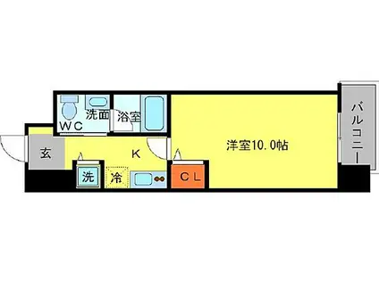 大阪メトロ四つ橋線 肥後橋駅 徒歩3分 15階建 築16年(1K/6階)の間取り写真