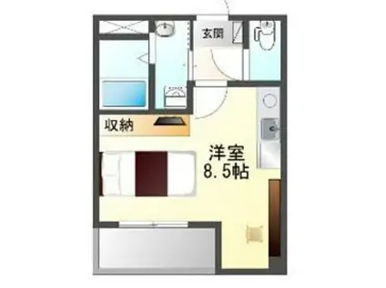 大阪メトロ中央線 阿波座駅 徒歩3分 7階建 築18年(ワンルーム/4階)の間取り写真