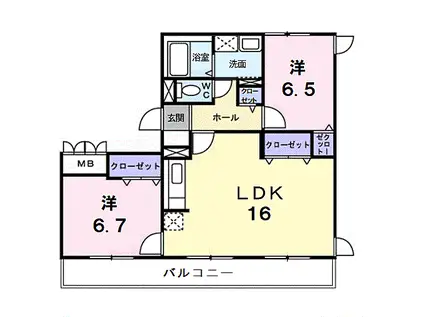 グランジュールKOEI(2LDK/1階)の間取り写真
