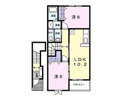 サンシャインIII(2LDK/2階)の間取り写真