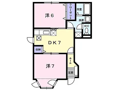 ディスカバリーI(2DK/1階)の間取り写真
