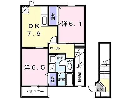 アーバンハイツI(2DK/2階)の間取り写真