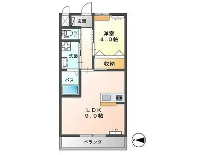 JR鹿島線 鹿島神宮駅 バス乗車時間：15分 勤労文化会館前バス停で下車 徒歩5分 2階建 築7年(1LDK/2階)の間取り写真