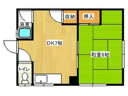JR山陽本線 向洋駅 徒歩9分 2階建 築99年(1DK/2階)の間取り写真