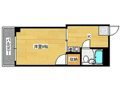 広島電鉄2系統 十日市町駅 徒歩4分 5階建 築39年(1K/5階)の間取り写真