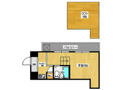 広島電鉄8系統 舟入幸町駅 徒歩4分 4階建 築31年(ワンルーム/2階)の間取り写真