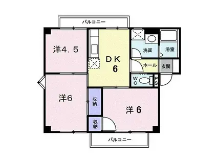 JR芸備線 安芸矢口駅 徒歩23分 2階建 築30年(3DK/2階)の間取り写真