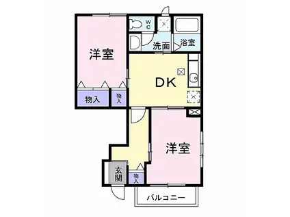 JR可部線 下祇園駅 徒歩15分 2階建 築22年(2DK/1階)の間取り写真