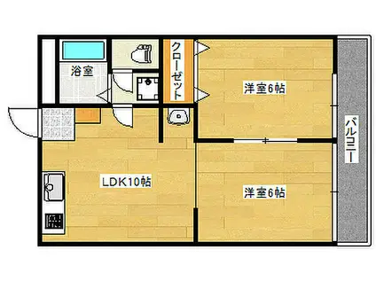 広島電鉄5系統 段原一丁目駅 徒歩18分 4階建 築45年(2LDK/3階)の間取り写真