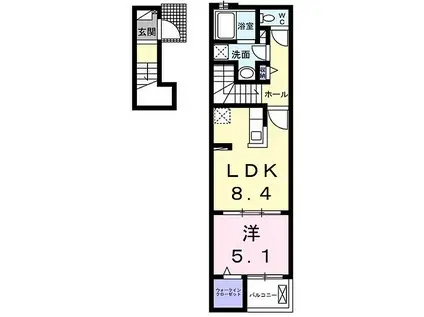 JR可部線 緑井駅 徒歩7分 2階建 築1年(1LDK/2階)の間取り写真