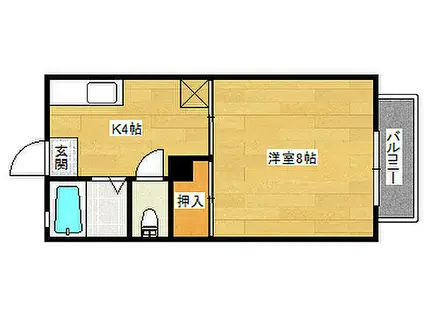 JR山陽本線 西高屋駅 徒歩32分 2階建 築31年(1K/2階)の間取り写真
