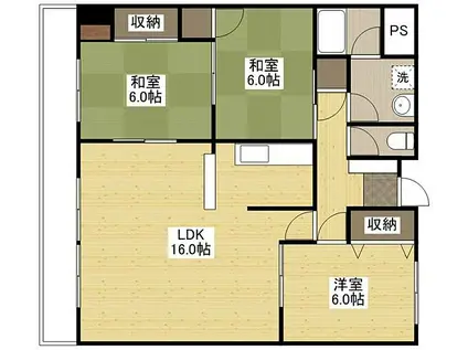 JR芸備線 戸坂駅 徒歩13分 3階建 築30年(3LDK/2階)の間取り写真