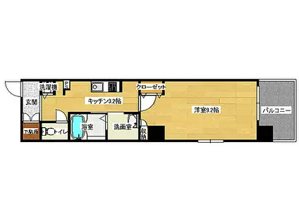 広島電鉄9系統 女学院前駅 徒歩5分 15階建 築20年(1K/2階)の間取り写真