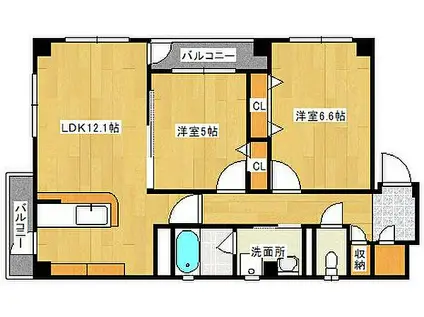 広島高速交通アストラムライン 古市駅(広島) 徒歩17分 3階建 築19年(2LDK/3階)の間取り写真