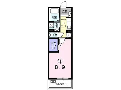 JR山陽本線 五日市駅 徒歩28分 3階建 築5年(1K/2階)の間取り写真