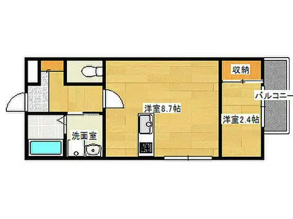 JR山陽本線 五日市駅 徒歩9分 3階建 築7年(1LDK/1階)の間取り写真