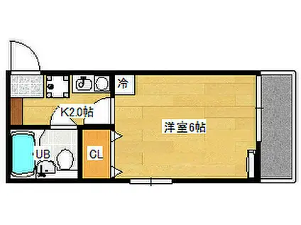 広島電鉄宮島線 高須駅(広島) 徒歩5分 3階建 築31年(1K/2階)の間取り写真