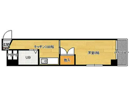 広島電鉄5系統 段原一丁目駅 徒歩3分 7階建 築37年(1K/4階)の間取り写真