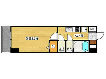 広島電鉄2系統 観音町駅(広島) 徒歩7分 8階建 築14年(1K/5階)の間取り写真