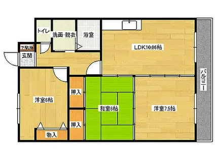 JR可部線 下祇園駅 徒歩12分 7階建 築24年(3LDK/5階)の間取り写真
