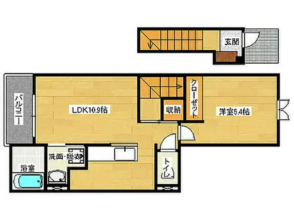 広島高速交通アストラムライン 大原駅(広島) 徒歩9分 3階建 築12年(1LDK/2階)の間取り写真