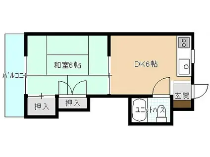 JR山陽本線 天神川駅 徒歩3分 4階建 築38年(1DK/1階)の間取り写真