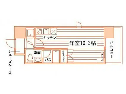 ルラシオン岡山野田屋町(ワンルーム/9階)の間取り写真