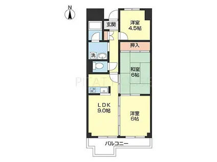 ヤマイチPLAZA サンシティ広瀬(3LDK/3階)の間取り写真