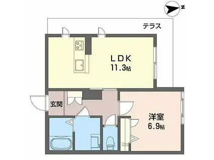 BEREO HIKO-U太田(1LDK/1階)の間取り写真